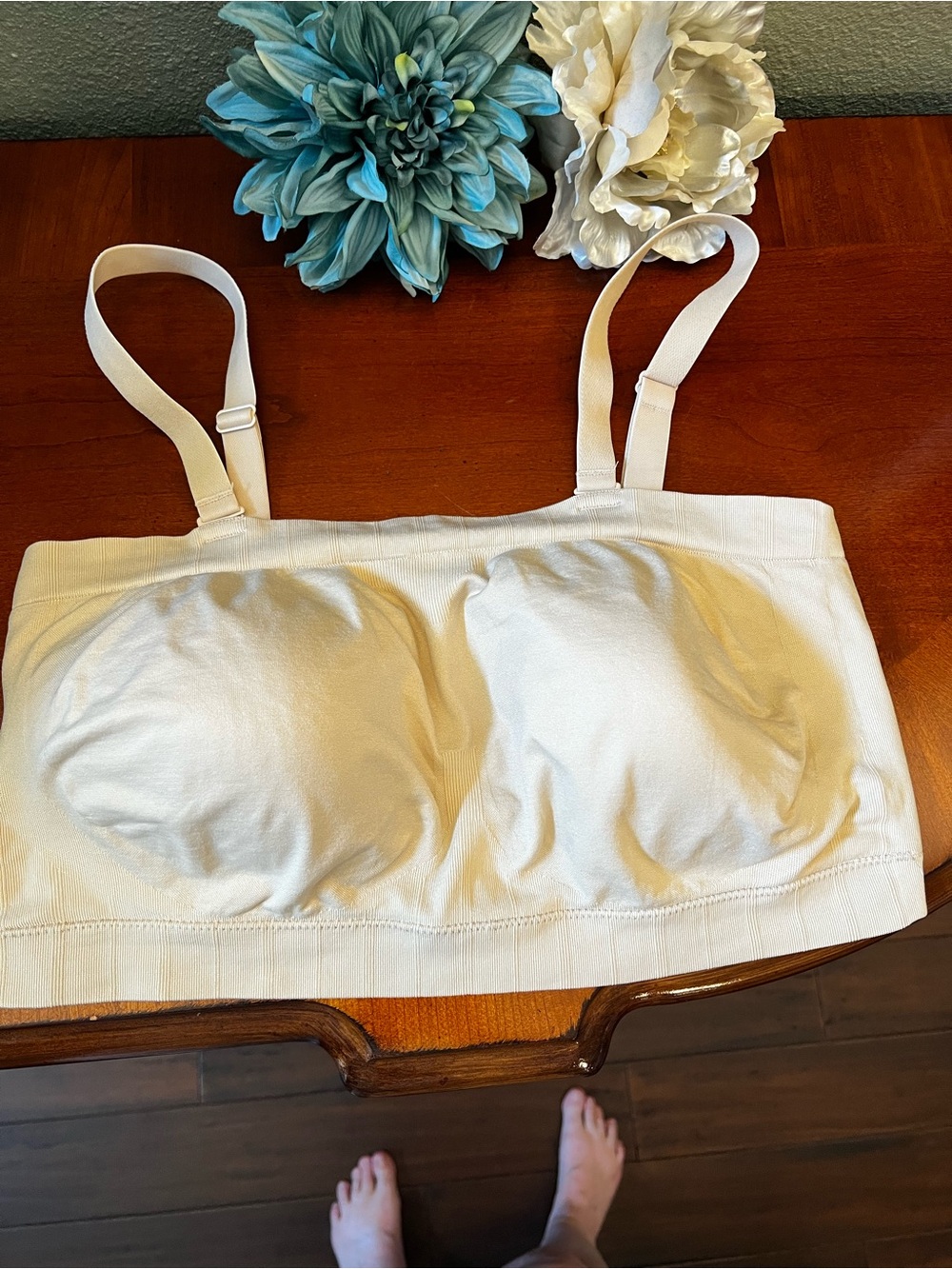 True kind 2XL Everyday White Bandeau Bra with Removable Straps